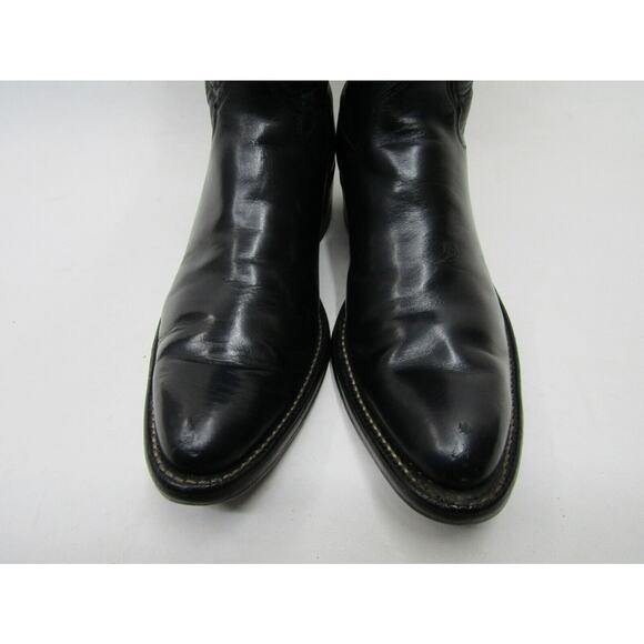 Justin Mens Size 7 C (Narrow Width) Black Leather Cowboy Western Boots main image 6